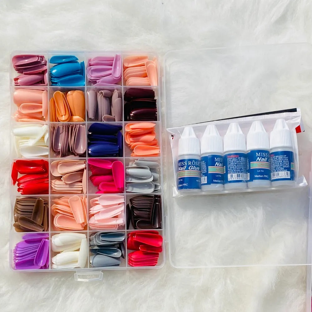 576 Pcs Nail Boxes With Free Nail Glue