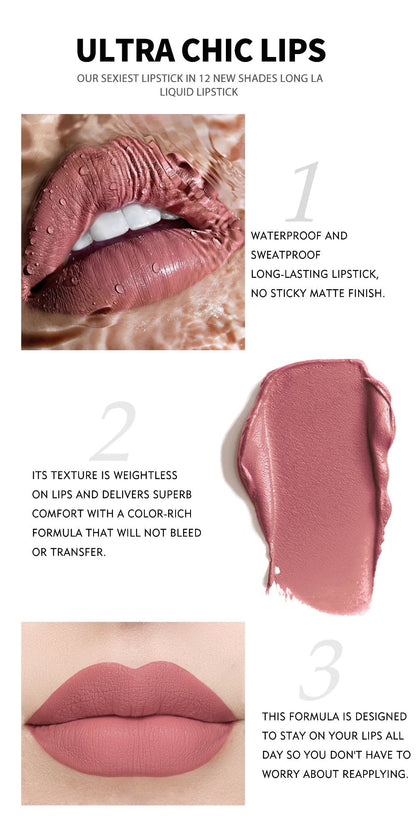 12Pcs/Box Matte Liquid Lipstick